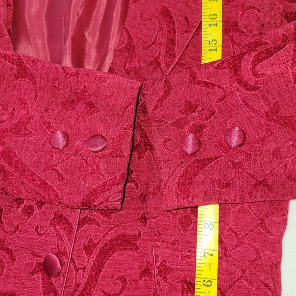 Nine & Company by Nine West Womens Lined Blazer Jacket Size 12 Red Jacquard - Picture 9 of 11